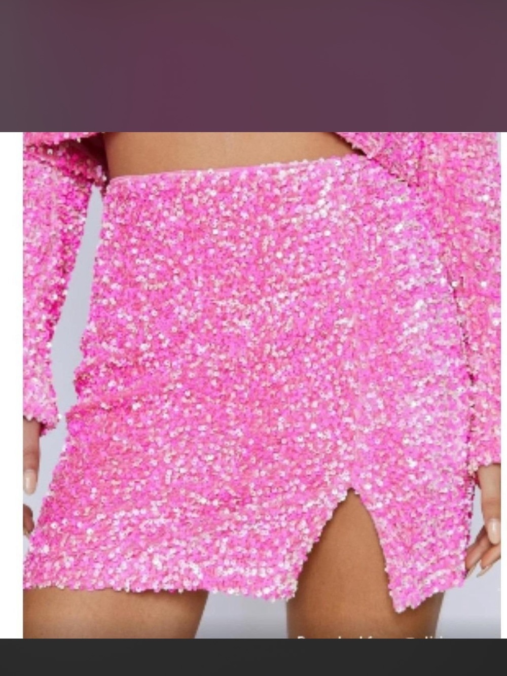 Nasty Gal Pink Sequin Mini Skirt with Front Slit, US4/UK8